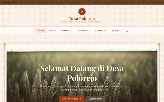 Tampilan tema Nusantara Heritage