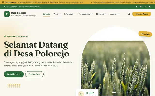 Tampilan tema Sawah Lestari